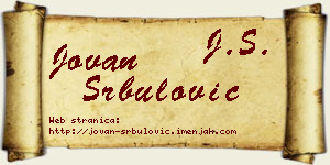 Jovan Srbulović vizit kartica